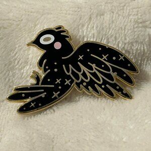 Arcasian Enamel Pin Blackbird Crow with Sparkles
